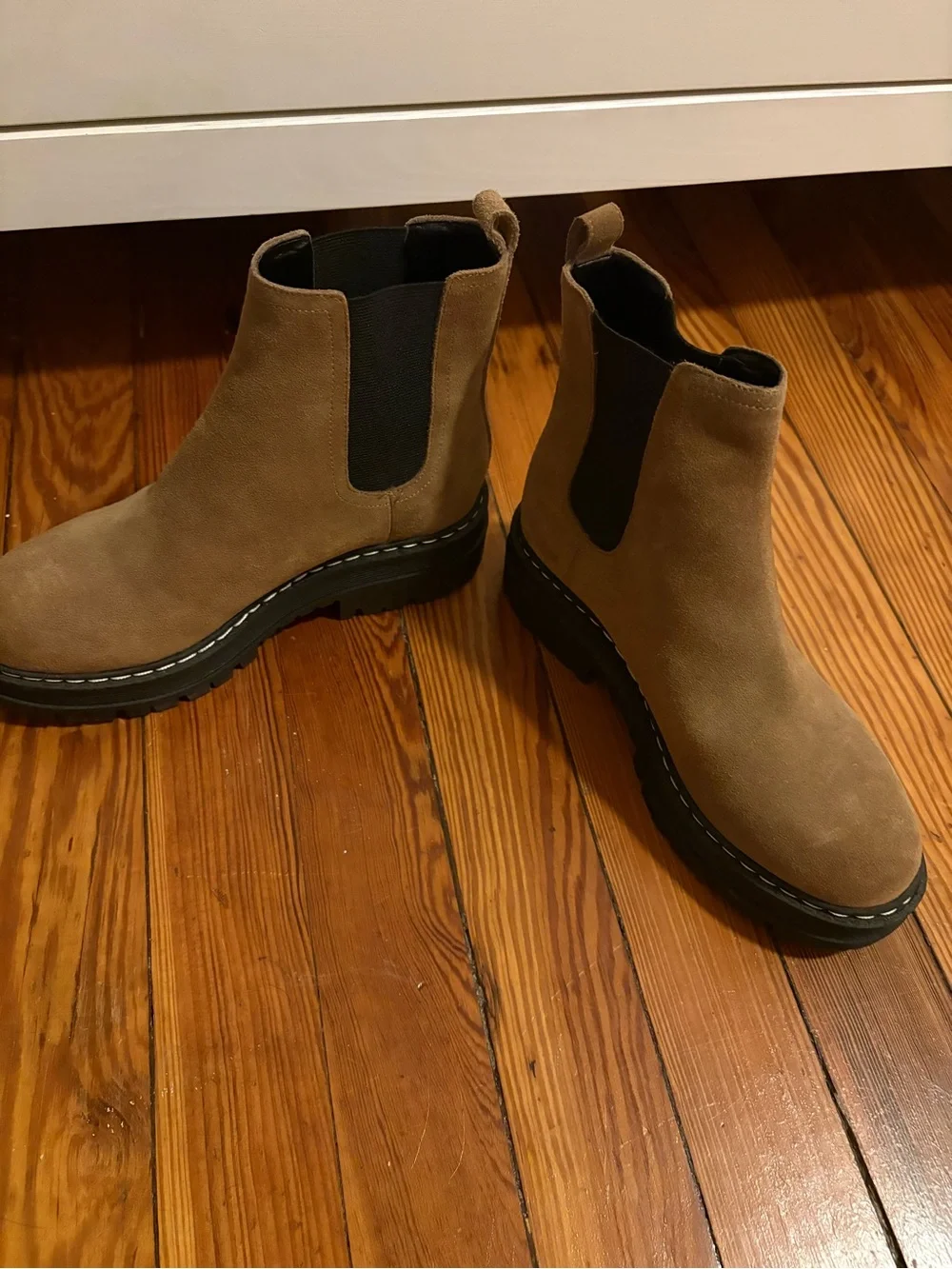 March Fisher Suede Chelsea Booties in Taupe